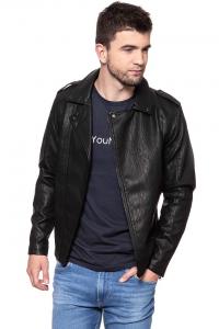 KURTKA SKÓRZANA WRANGLER PU LEATHER JACKET BLACK W4744VI01 112129037