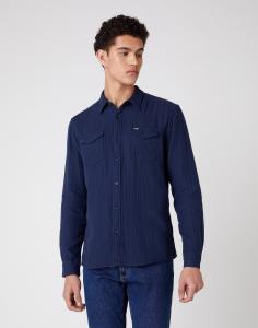 WRANGLER LS 2PKT FLAP SHIRT MĘSKA KOSZULA NAVY W5A53U114