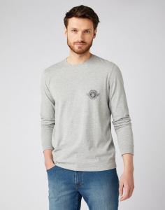 WRANGLER LS BIKER TEE MĘSKA KOSZULKA Z DŁUGIM RĘKAWEM MID GREY MEL W7K5D3X37 112141568