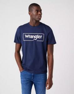 WRANGLER FRAME LOGO TEE MĘSKI T-SHIRT KOSZULKA NADRUK NAVY W70JD3114