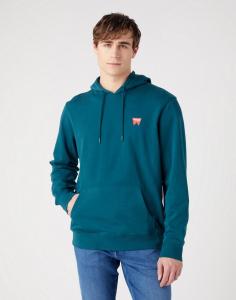 WRANGLER SIGN OFF HOODIE MĘSKA BLUZA Z KAPTUREM NIEROZPINANA DEEP TEAL W651I3G03