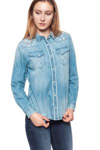 KOSZULA JEANSOWA DAMSKA WRANGLER FLOWER SHIRT LIGHT INDIGO W51787PTE