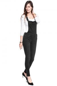 DAMSKIE OGRODNICZKI LEE SKINNY BIB CHARCOAL BLACK L39ELCLP