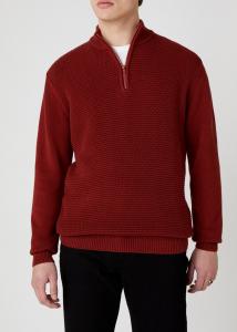 MĘSKI SWETER WRANGLER HALF ZIP KNIT RUSSET BROWN W8B4QOXMA 112132390