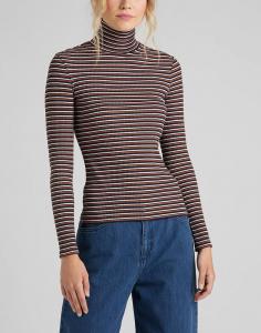 DAMSKI SWETER LEE LS STRIPED RIB TEE BURNT OCRA L40SYLOM