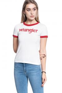 WRANGLER RINGER TEE DAMSKI T-SHIRT KOSZULKA NADRUK LOGO OFFWHITE W7385G202 112131047