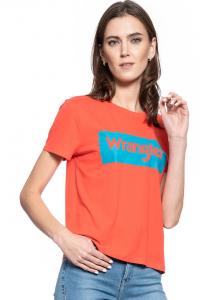 DAMSKI T-SHIRT WRANGLER LOGO TEE BITTERSWEET RED W7P3EVXBO 112132041