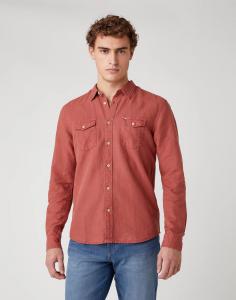 KOSZULA MĘSKA WRANGLER LS 2PKT FLAP SHIRT BARN RED W5A5LOXER