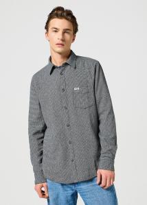 WRANGLER MESKA KOSZULA 1 PKT FLANNEL SHIRT GREY BLACK 112357253 W564008853