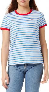 LEE STRIPE TEE RELAXED FIT DAMSKI T-SHIRT KOSZULKA LOGO DIPPED BLUE L43LAZLA