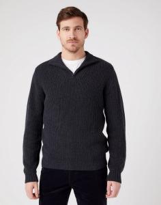 WRANGLER HALF ZIP KNIT MĘSKI SWETER KLASYCZNY ROZPINANY LOGO DARK GREY W8D0PJX06 112321333