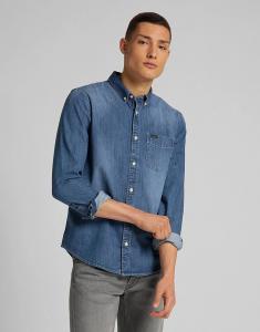 LEE BUTTON DOWN MĘSKI T-SHIRT KOSZULKA Z KRÓTKIM RĘKAWEM TIDE BLUE L880PLQK