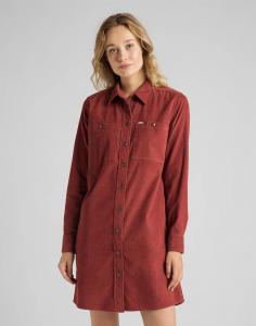 LEE WORKSHIRT DRESS DAMSKA SUKIENKA KOSZULOWA RED OCHRE L50SMROE