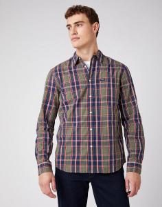 MĘSKA KOSZULA MATERIAŁOWA WRANGLER LS 1PKT SHIRT DUSTY OLIVE W5A14MX45 112141415