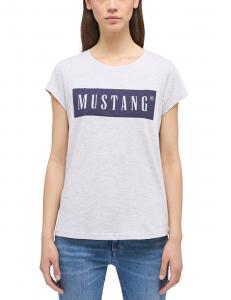MUSTANG ALINA C LOGO TEE DAMSKI T-SHIRT KOSZULKA LOGO LIGHT GREY MELANGE 1013220 4141