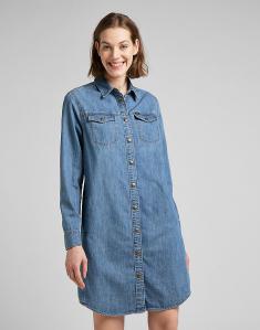 LEE SHIRT DRESS DAMSKA SUKIENKA JEANSOWA DŻINS MID STONE L50DPLVK