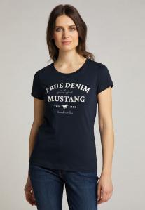 MUSTANG ALEXIA C PRINT DAMSKI T-SHIRT KOSZULKA LOGO DARK SAPPHIRE 1010747 4136