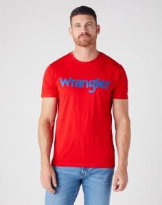 WRANGLER SS LOGO TEE MĘSKI T-SHIRT LOGO FLAME RED W7MUD3R06 112146387