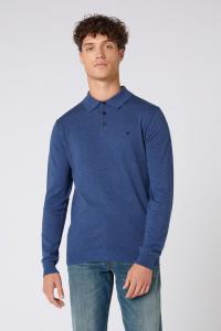 WRANGLER POLO KNIT MĘSKA KOSZULKA Z DŁUGIM RĘKAWEM LOGO NAVY W8B3QL114