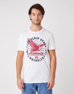 MĘSKI T-SHIRT WRANGLER SS CLASSIC AMERICANA WHITE W7AHD3989 112131341