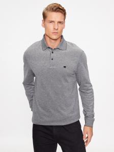 WRANGLER REFINED POLO MĘSKA KOSZULKA Z DŁUGIM RĘKAWEM LONGSLEEVE GREY 112341118