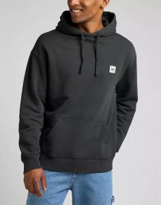 LEE CORE LOOSE HOODIE MĘSKA BLUZA KAPTUR LOGO WASHED BLACK L84WTJON