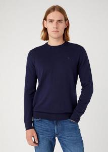 WRANGLER CREWNECK KNIT MĘSKI SWETER ELEGANCKI CIEPŁY LOGO NAVY 112343109