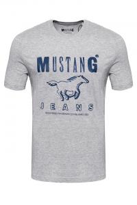 MUSTANG T SHIRT BASIC PRINT TEE MID GREY MELANGE 1008372 4140