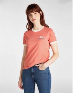 LEE RINGER TEE SLIM FIT DAMSKI T-SHIRT LOGO PAPRIKA L40PEPNI