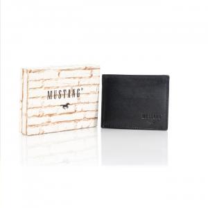 MUSTANG UDINE WALLET MĘSKI SKÓRZANY PORTFEL PREMIUM POJEMNY NA KARTY SKÓRA BLACK 06.101800