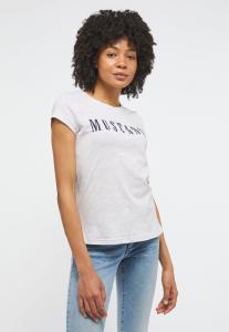 MUSTANG Alina C Logo Tee Damski T-shirt Koszulka Light Grey Melange 1013222 4141