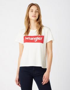 WRANGLER BOX LOGO TEE DAMSKI T-SHIRT KOSZULKA OFFWHITE W7P3EV737