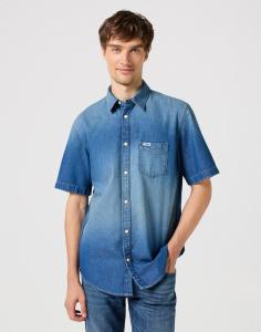 WRANGLER SS 1 PKT SHIRT MĘSKA KOSZULA JEANSOWA MID STONE 112350183 W5K0014179