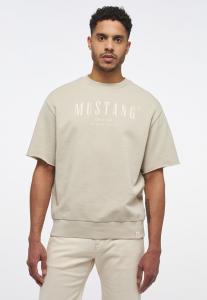 MUSTANG Ben Crewneck SSleeve MĘSKA BLUZA Z KRÓTKIM RĘKAWEM LOGO Peyote 1013870 4094