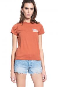 DAMSKI T-SHIRT LEE CREW NECK TEE BURNT OCRA L41LYGOM 112109078