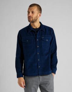 LEE LOCO PATCH OVERSHIRT RELAXED FIT MĘSKA KOSZULA SZTRUKSOWA WASHED BLUE L68KTQLR