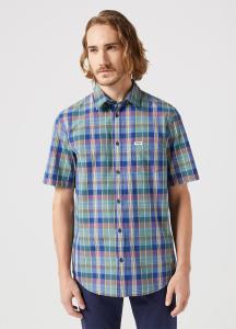 WRANGLER SS 1 PKT SHIRT MĘSKA KOSZULA W KRATĘ KRATA BLUE MADARAS 112350503