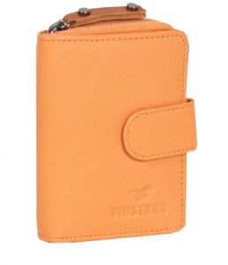 MUSTANG SEATTLE WALLET DAMSKI SKÓRZANY PORTFEL PREMIUM POJEMNY NA KARTY SKÓRA ORANGE 06.104209