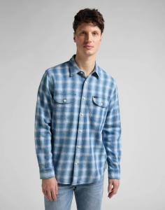 LEE WORKER SHIRT MĘSKA KOSZULA W KRATĘ DŁUGI RĘKAW INDIGO L68HOKDK