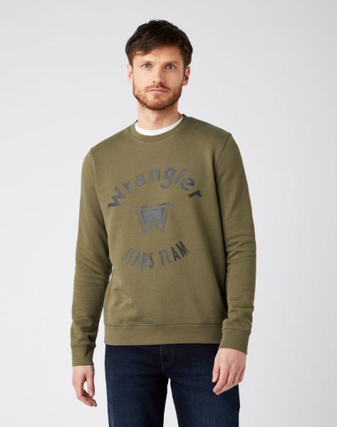 WRANGLER CREW SWEAT MĘSKA BLUZA KLASYCZNA IVY GREEN W6M8HYXIX