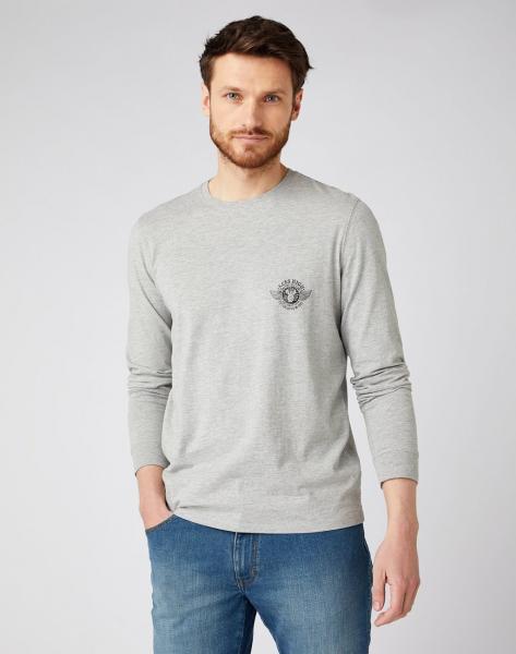 WRANGLER LS BIKER TEE MĘSKA KOSZULKA Z DŁUGIM RĘKAWEM MID GREY MEL W7K5D3X37 112141568