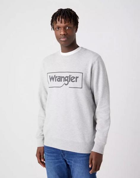 WRANGLER FRAME LOGO CREW MĘSKA BLUZA NADRUK MID GREY W662HAX37 112320241