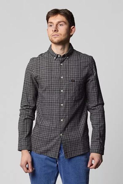 LEE SLIM BUTTON DOWN MĘSKA KOSZULA KRATA PITCH BLACK L66XZHEM