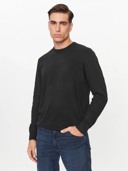 WRANGELR CREWNECK KNIT MĘSKI SWETER ELEGANCKI CIEPŁY LOGO REAL BLACK 112343108 W8A0011937