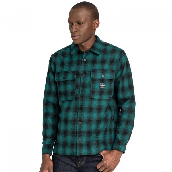 LEE WORKWEAR OVERSHIRT RELAXED FIT MĘSKA KOSZULA MATERIAŁOWA AGATE GREEN L68DCSNB