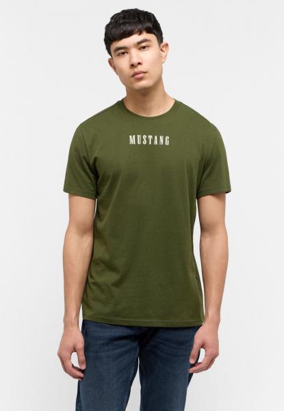 MUSTANG AUSTIN MĘSKI T-SHIRT KOSZULKA LOGO NADRUK RIFLE GREEN 1015653 6514