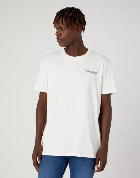 WRANGLER LOGO TEE MĘSKI T-SHIRT KOSZULKA NADRUK WORN WHITE W7BMEEW02