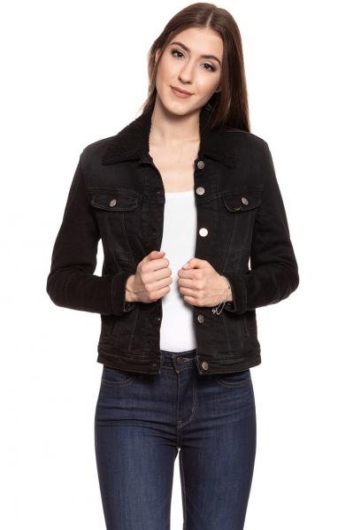DAMSKA KURTKA JEANSOWA LEE SHERPA RIDER JACKET BLACK TYRO L54VCPJW 112112963