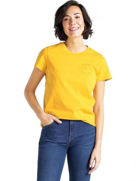 LEE SEASONAL GRAPHIC TEE REGULAR FIT DAMSKI T-SHIRT KOSZULKA NADRUK GOLDEN YELLOW L41OFENF