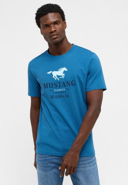 MĘSKA KOSZULKA MUSTANG T-shirt LOGO NADRUK Austin Dark Blue 1014944 5232